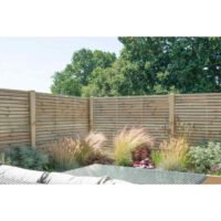 Forest Garden 1.8m x 1.5m Pressure Treated Contemporary Double Slatted Fence Panel - Pack of 3