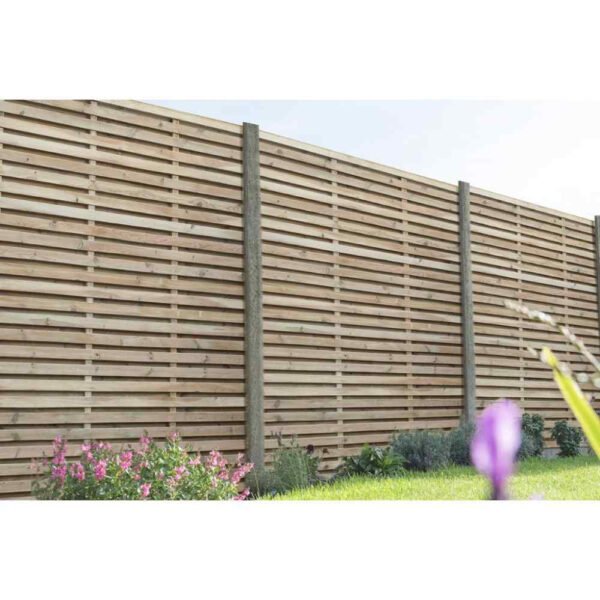 Forest Garden 1.8m x 1.8m Pressure Treated Contemporary Double Slatted Fence Panel - Pack of 3